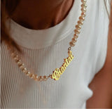 Amourwa Custom Natural Pearl Name Necklace Jewelry Gift