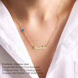 Amourwa BirthStone Name Necklace Tarnish Free Jewelry