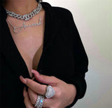 Big size Stainless Steel Custom Name Zircon Necklace Jewelry Gift