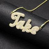 Big size Stainless Steel Custom Name Zircon Necklace Jewelry Gift