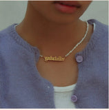 Amourwa Custom Natural Pearl Name Necklace Jewelry Gift