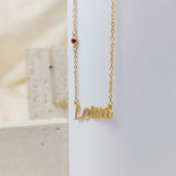 Amourwa BirthStone Name Necklace Tarnish Free Jewelry