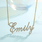 Amourwa  Stainless Steel Custom Name Zircon Necklace Jewelry Gift