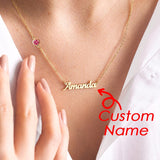 Amourwa BirthStone Name Necklace Tarnish Free Jewelry