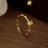 Sterling Silver Bamboo Adjustable Yellow Diamond Ring Jewelry