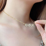 Amourwa  Stainless Steel Custom Name Zircon Necklace Jewelry Gift