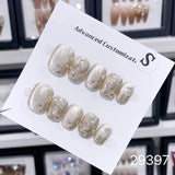 NO.403 Amourwa Personalized Press-On Nails For Every Occasion Wedding Parties & More Luxury Nail Art Worldwide Shipping white Nails