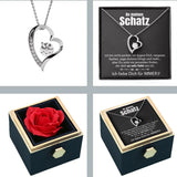 Amourwa Eternal Real Rose Jewelry Box With Custom Engraved Necklace