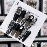 NO.402 Amourwa Personalized Press-On Nails For Every Occasion Parties & More Luxury Nail Art Worldwide Shipping Black Nails Snake Nail