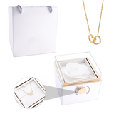 Amourwa Eternal Real Rose Jewelry Box With Custom Engraved Necklace