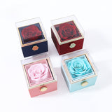 Amourwa Eternal Real Rose Jewelry Box With Custom Engraved Necklace