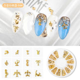 Amourwa 6 Boxes Gold Nail Charms