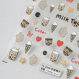 3D Milk Tea Nail Sticker Charms