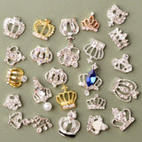 30 Types Metal Alloy Crown Rhinestones Charms