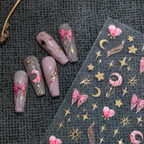 3D Pink Nail Sticker Charms